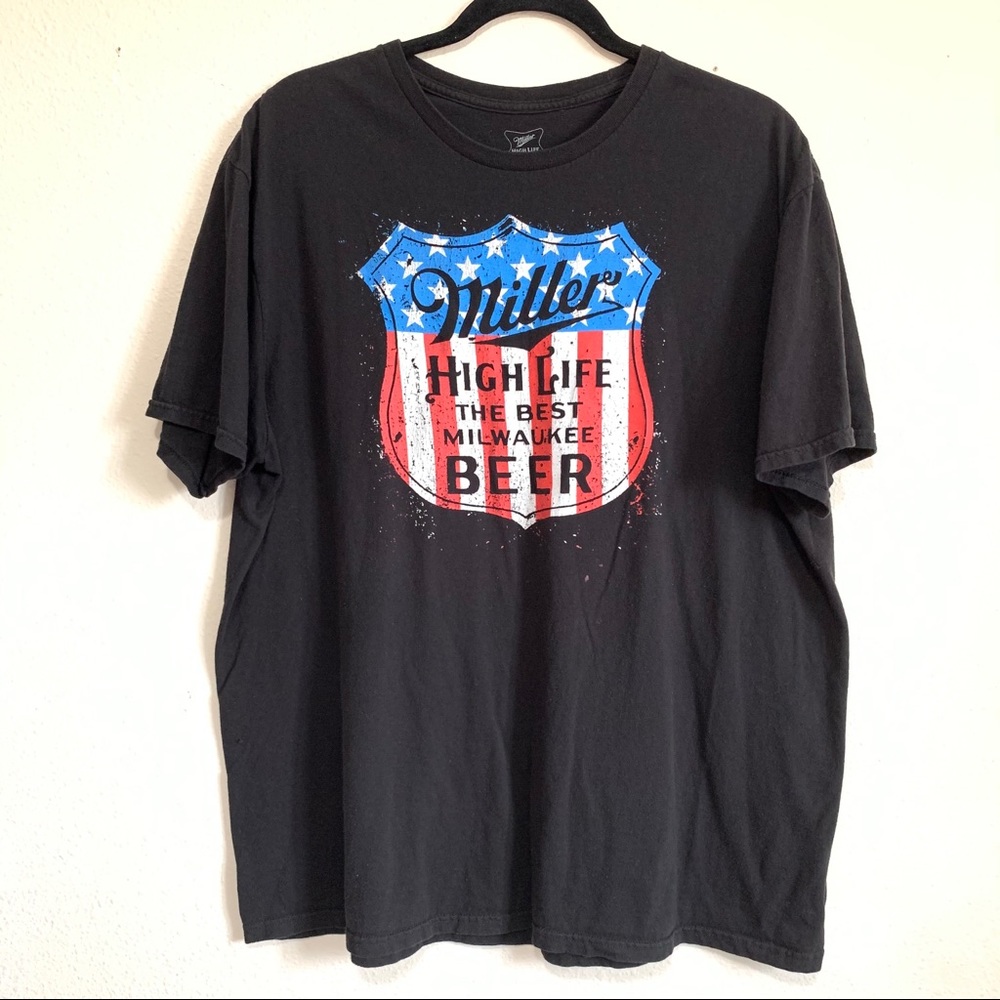 Miller Beer American Flag T-Shirt